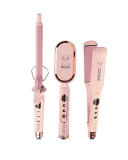 مجموعة ENZO KERATIN THERAPY الوردي - مكواة فرد التيتانيوم ومكواة تجعيد 19 ملم 4